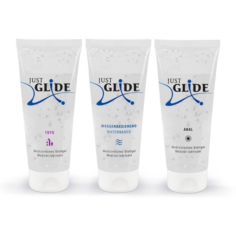 Just Glide - Zestaw 3x200 ml Lubrykant Analny Wodny I Do Zabawek Erotycznyc